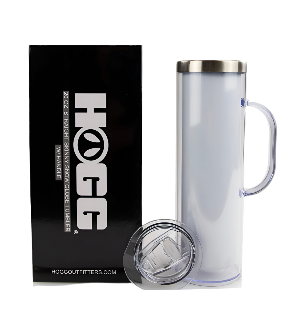 20oz SUBLIMATABLE SKINNY SNOW GLOBE TUMBLER W/ HANDLE